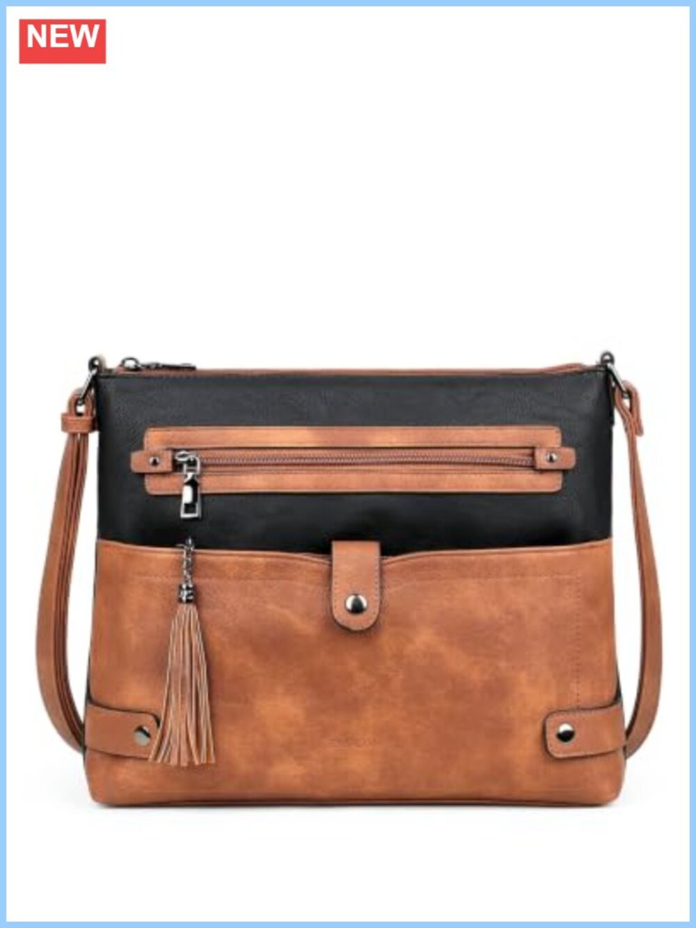 Waterproof PU Leather Large Crossbody Bag with Multi Pockets for Women